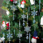 Giegxin 32 Pcs Crystal Christmas Ornaments Crystal Hanging Snowflakes Acrylic Xmas Tree Icicle Drop Decorations with Hooks for Christmas Snow Party Winter(Light Blue)