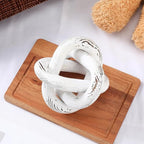 Yalikop 3 Link Wood Knot Decor Rustic Home Décor Accents Hand Carved Coffee Table Decoration, Boho Chain Link Decoration, Modern Shelf, Rustic Objects for Home Living Room Bedroom(Retro White)