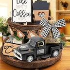 Black Mini Metal Truck Decor: Farmhouse Coffee Bar Decor - Vintage Truck Decor for Countertop, Tiered Tray, Coffee Station