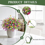 Artificial Fake Flowers for Outdoor Decoration 12 PCS Faux Silk Daisy Flowers for Outdoor Planters Fern Boxwood Monkey Grass UV Resistant for Outside Home Porch Patio Planter Decor