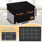 Shoe Organizer for Closet, Foldable Shoe Storage Bins with Lid & Adjustable Dividers, Fabric Shoe Box Storage Containers with Four Reinforced Handles, Fits 20 Pairs, 1 Pack, Black