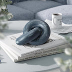 EOSAHR Boho Pine Wood Knot Decor Blue Wooden Chain Link Sculpture for Coffee Table, Bookshelf & Side Table Simple Modern Decorative Knot for Stylish Home Decor