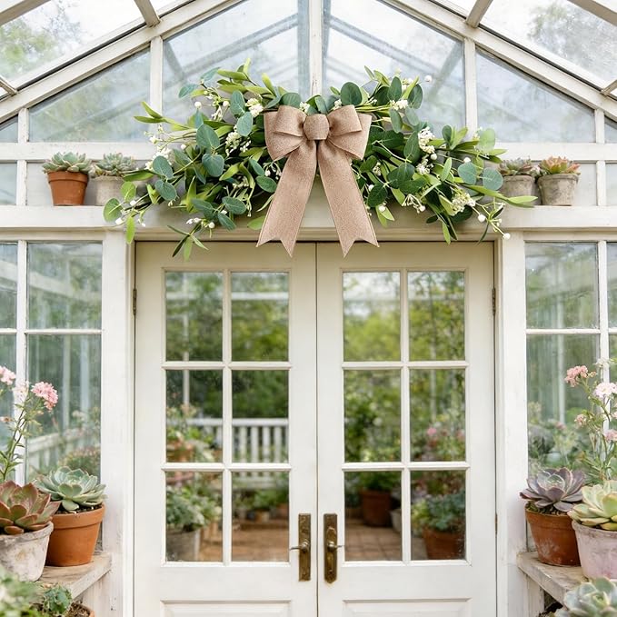 YLOLUL 22'' Artificial Eucalyptus Wreaths for Front Door Spring Summer Green Swag Greenery Door Wreath with White Berry for Farmhouse Home Wedding Wall Porch Indoors Outdoor Window Home Decorations