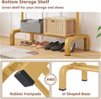 JIUYOTREE Standard Clothes Clothing Garment Rack with Storage Shelves Clothes Organizer for Hanging Clothes Coat Jacket Shirt Sweater Jeans Gold