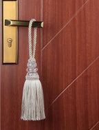 2 Pack Gold and Silver Tassels with Loops, Large Handmade Tassel Craft, DIY Accessories for Home Decoration (Beige, 2)