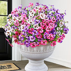 MARTINE MALL 18 Bundles Look Real Artificial Flowers for Outdoors, Realistic Fake Outdoor Flowers UV Resistant Silk Pansy Flower for Outside Faux Flower Plant for Outdoor Porch Yard, Pink+Purple+White