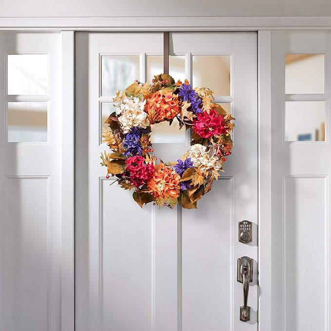 Haute Decor Adapt Adjustable Wreath Hanger, Top & Length Adjustable - Oil-Rubbed Bronze - Strong Metal Wreath Holder for Thick or Thin Doors