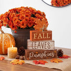 Lineshading 4 Pcs Fall Decoration for Home Wooden Maple Leaf Thanksgiving Table Centerpiece Rustic Thanksgiving Tiered Tray Decor Decorative Fall Leaves Block Signs Farmhouse Autumn Decor for Kitchen