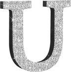 Qunclay 5.7" Silver Crystal Diamond Bling Letters Crushed Diamond Decoration Wooden Glitter Letter with Screw and Hooks Rhinestone Gift for Wedding Y2k Mcbling Bedroom Wall Decor (Letter U)
