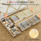 Yecaye Under Bed Storage with Wheels, 2 Pack Under Bed Storage Containers with Adjustable Dividers & Clear Window, 85L Rolling Underbed Organizer Bins Drawers for Clothes, Shoes, Blankets Toys, Beige