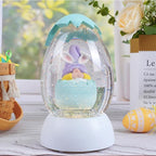 Gnome Easter Snow Globe, Easter Bunny Snow Globe Eggs Spring Decor with Swirling Glitter, 6H Timer, USB or Battery Powered, Speak No Evil Gnome Snowglobe for Tabletop Decor Gift 7.4 Inch (Blue)