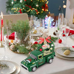 Christmas Vintage Green Truck Decor with Car Wreath Green Truck Vintage Home Tiered Tray Decor for Christmas Tables Home Kitchen Mantel Shelf Bookshelf Coffee Mini Trucks Decorations
