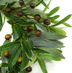 AMF0RESJ 20 inches Artificial Green Olive Wreath Greenery Wreath with Olive Leaves, Bean for Front Door Indoor Outdoor Farmhouse Home Wall Window Festival Wedding Decor, White Gift Box Included