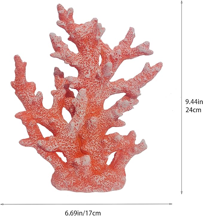 Etlemonde Beach Coastal Decor Coral Reef Home Decor Statue Sculpture Home,Desk,Bathroom,Desktop Shelf Statue,Marine Themed Gifts (Red Orange Coral)