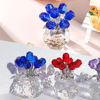 Ornalrist Crystal Rose Figurines Gifts for Wife Her, Romantic Presents for Women on Anniversary Valentine's Day Mother's Day Birthday Christmas, Glass Collectible Rose Floral Home Decor (Blue)