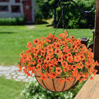 24 Bundles Fall Flowers Artificial for Halloween Decoration Outdoors, Fake Plants Autumn, Mums Daisy Eucalyptus Realistic UV Resistant for Garden Patio Porch Home Decor, Orange