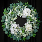 Spring Summer Wreaths for Front Door Porch, 22" Hydrangea Eucalyptus Wreath for Indoor Outdoor All Seasons, Artificial Greenery Farmhouse Decor for Mother's Day