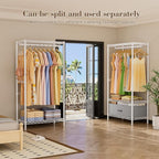 Coat Rack Clothes Wardrobe：Closet Organizer and Storage Clothing Garment Rack with Shelves Heavy Duty for Hanging Clothes Portable Adjustable White 15.8" DX69 WX76.5 H