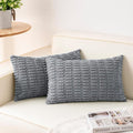 Aegero Pack of 2 Corduroy Decorative Throw Pillow Covers 12x24 Inch Soft Striped Pillow Covers Modern Farmhouse Home Decor for Sofa Living Room Couch Bed（Light Grey）