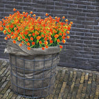 20 Bundles Artificial Flowers for Outdoors Spring Summer Decor-UV Resistant Fake Mums Faux Plants Plastic Flowers Greenery for Home Porch Gardens Fireplace Patio Indoor Outsides Decor(Orange Red)