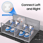 eWonLife Large Shoe Organizer Storage Box with Magnetic Door,12 Pack Clear Plastic Stackable Sneaker Containers for Closet, Connect Left and Right Shoe Box for Entryway, Drop Front, Under Bed (Grey)