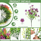 Artificial Flowers for Outdoors, 14 Bundles Multicolor Silk Fake Flower for Spring Summer Decoration, UV Resistant No Fade Artificial Outdoor Plants for Home Planter Porch Patio Yard Decor
