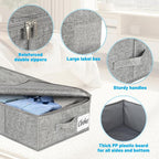 Under Bed Storage Container Bin 4 Pack, 4.5 Inch Slim Low Profile Underbed Clothes Storage Organizer for Dorm & Home, Use for Blanket and Toy Storage Box W/ Sturdy Bottom/Sides, Foldable Thick Fabric