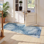 Dahlia Washable Runners for Hallways, 2x6 Blue Floral Kitchen Runner Rug,Non Slip Low Plie Hallway Rug,Boho Soft Non Shedding Carpet Runner for Bathroom Bedroom Laundry,Blue