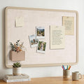 Bulletin Board, 36 x 24 inches Decorative Felt Board Foldable Photo Board Pin Boards, Cork Board Alternative for Walls, Office, Home, Classroom with Pushpins ＆ Small Storage Bag, Beige