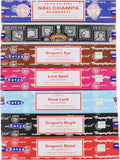 Satya Incense Sticks Gift Set, 7 Scents, Nag Champa, Super Hit, Dragon's Blood, Sandalwood, Patchouli, Lavender, Positive Vibes, 15g Each (Magic Mix)