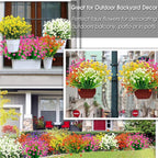 TURNMEON 20 Bundles Artificial Flowers for Outdoors Fake Plants Spring Decor, UV Resistant Artificial Plants Cemetery Flowers Faux Plastic Greenery Shrub for Porch Yard Summer Decor 500 Heads(Pink)