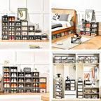 Clemate Upgraded X-Large Shoe Organizer,Shoe Storage Organizer,12 Pack,Shoe Box Clear Plastic Stackable,Drop Front Shoe Box with Clear Door, Shoe Containers For Sneaker Display,Fit up to US Size12