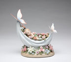 Cosmos Gifts 80090 Fine Porcelain Sleeping Fairy Baby with Butterflies Musical Music Box Figurine (Tune: Beautiful Dreamer), 7-1/2" L