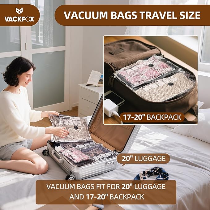 18 Pack Vacuum Travel Bags for Clothing with Electric Pump,Vacuum Seal Bags for Travel and Luggage Suitcase Backpack, Vacuum Bags for Clothes,Vacuum Bag with Electric Pump for Vacation Cruise