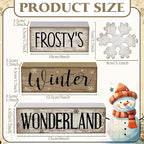 Lineshading 4 Pcs Winter Table Decorations Wooden Snowflake Decor Winter Tiered Tray Decor Rustic Snow Block Signs Gift Farmhouse Snowflake Table Centerpiece for Wonderland Party Kitchen Home
