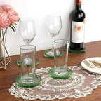 Modern Clear Coaster Set of 5- Glass Coasters for Drinks Crystal Coasters Round Cup Coaster Coffee Table Decor for Office, Kitchen, Bar, Dining Room, Living Room, Patio(Clear Green)