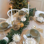 EASY JOY Christmas Hanging Decorations - 9Pcs 3D Christmas Tree Paper Hanging Decor Green White Light Brown Snowflake Ornaments Christmas Decorations Outdoor Indoor for Xmas New Year Window Boho Door