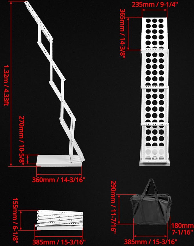 QWORK Foldable Brochure Display Stand, Magazine Brochure Display Rack Stand, 4 Pocket Literature CatalogTradeshow Display Stand, for Office Store and Exhibition Trade Show (White)