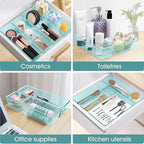 WOWBOX 13 PCS Plastic Drawer Organizer Set, 5 Sizes Desk Drawer Divider Organizers and Storage Bins for Makeup, Jewelry, Gadgets for Kitchen, Bedroom, Bathroom, Office