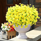 Waipfaru Artificial Flowers for Outdoors, 24 Bundles Faux Plants Outdoor, UV Resistant Artificial Plants, Silk Petunias Fake Flowers for Outside Home Decor Planter Porch Decoration, Yellow