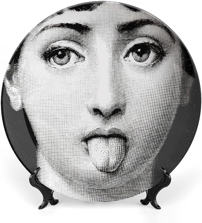 Lina Cavalieri Plate, Wall Decorative Plate, Mysterious Face Plate Wall Hanging Decoration,Including Bracket And Special Spring HooK,style-6,7inch