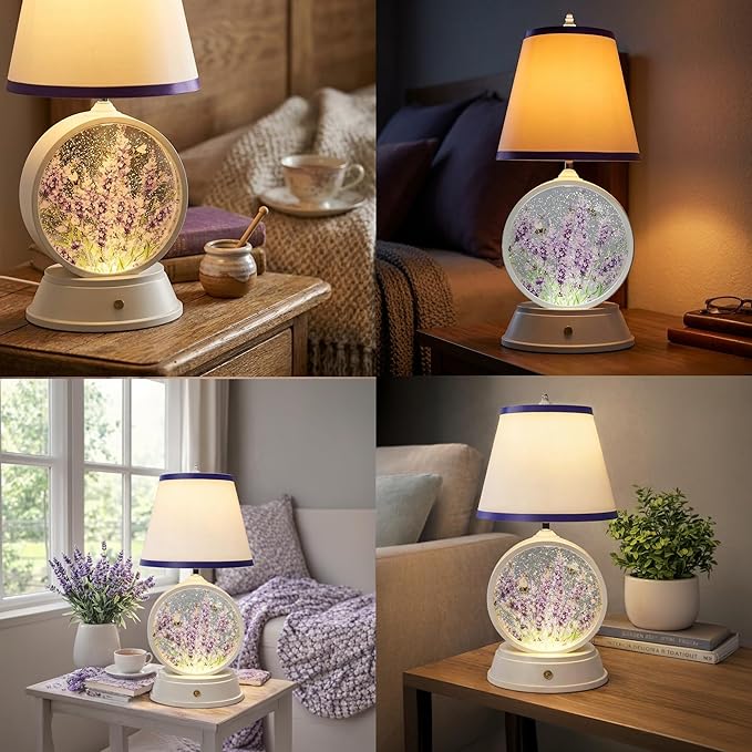 MOMENTS IN TIME Table-top LED Lamp with Glittering Snow Globe Spinning Water Globe with USB Cable, (Battery Operated Optional)
