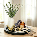 Rustic Modern Farmhouse Decor Set of 7 for Home Decor Living Room, Kitchen Counter, or Coffee Table Centerpieces Decor, Wood Round Decorative Tray Gifts for Women Men