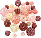 Patelai 36 Pcs Wicker Rattan Balls Decorative Balls for Vase Centerpiece Bowls Orbs Filler for Home Decor,4 Sizes(Boho,2.4'',2'',1.6'',1.2'')