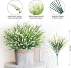 Ivydale Artificial Plants Fake Flowers Monkey Grass for Outdoors,UV Resistant Realistic 20PCS White Faux Greenery Shrubs Outside Decor for Home Garland Porch Patio Balcony Planter Yard Office Pathway