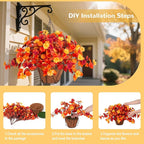 Hanging Artificial Fall Flowers Basket for Outdoors Outside 3PCS Fake Plants Faux Orange Fall Flowers for Outdoors Planters UV Resistant Silk Flowers for Home Porch Patio Garden Autumn Decoration