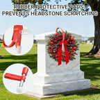 Cemetery Wreath Holder,2-Pack Headstone Wreath Hanger,Sturdy Steel with Locking Buckle,Easily Holds 20 lbs,Grave Marker Decor for Mother's Day,Memorial Day,for 3-8 inch Tombstones,Red,Never Blown Away