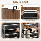 Over The Door Organizer, 6 Shelf Door Hanging Organizers with 6 Large Capacity Pockets, Behind Door Storage Hanging Shelves for Closet Wall Bathroom Bedroom Nursery