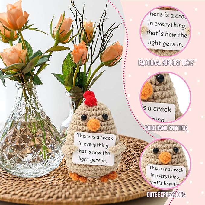 Funny Handmade Crochet Chick for Women Men, Positive Emotional Support Chick, Valentine's Day Gift, Birthday Basket Gift for Home Decorations