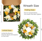 Summer Wreath for Front Door, 24 Inch Summer Wreath Floral with Peony Ranunculus Hydrangea Flower Summer Door Wreaths for Porch Entryways Wall Window Farmhouse Party Home Seasonal Decor